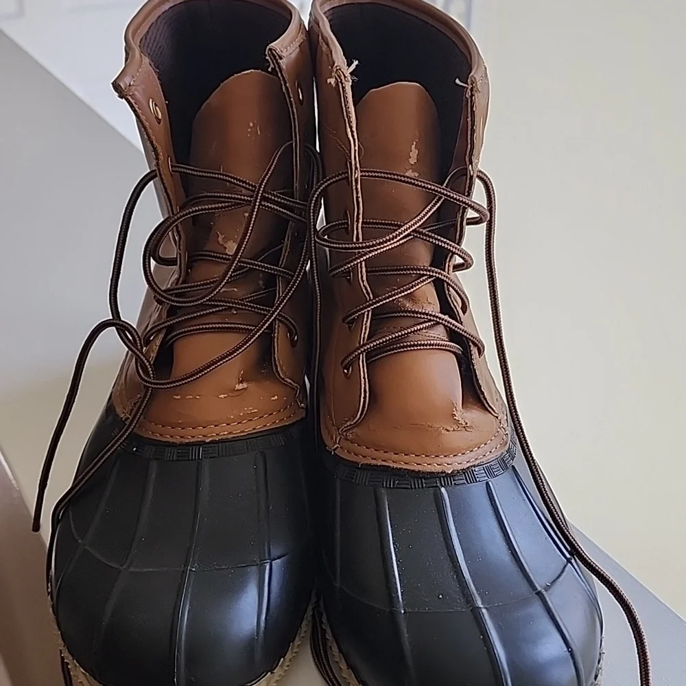 Men's Two-Tone Waterproof Lace-Up Rain & Snow Boots in Brown and Black